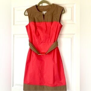 Milly of New York dress sleeveless cotton denim belted pink gray size Medium